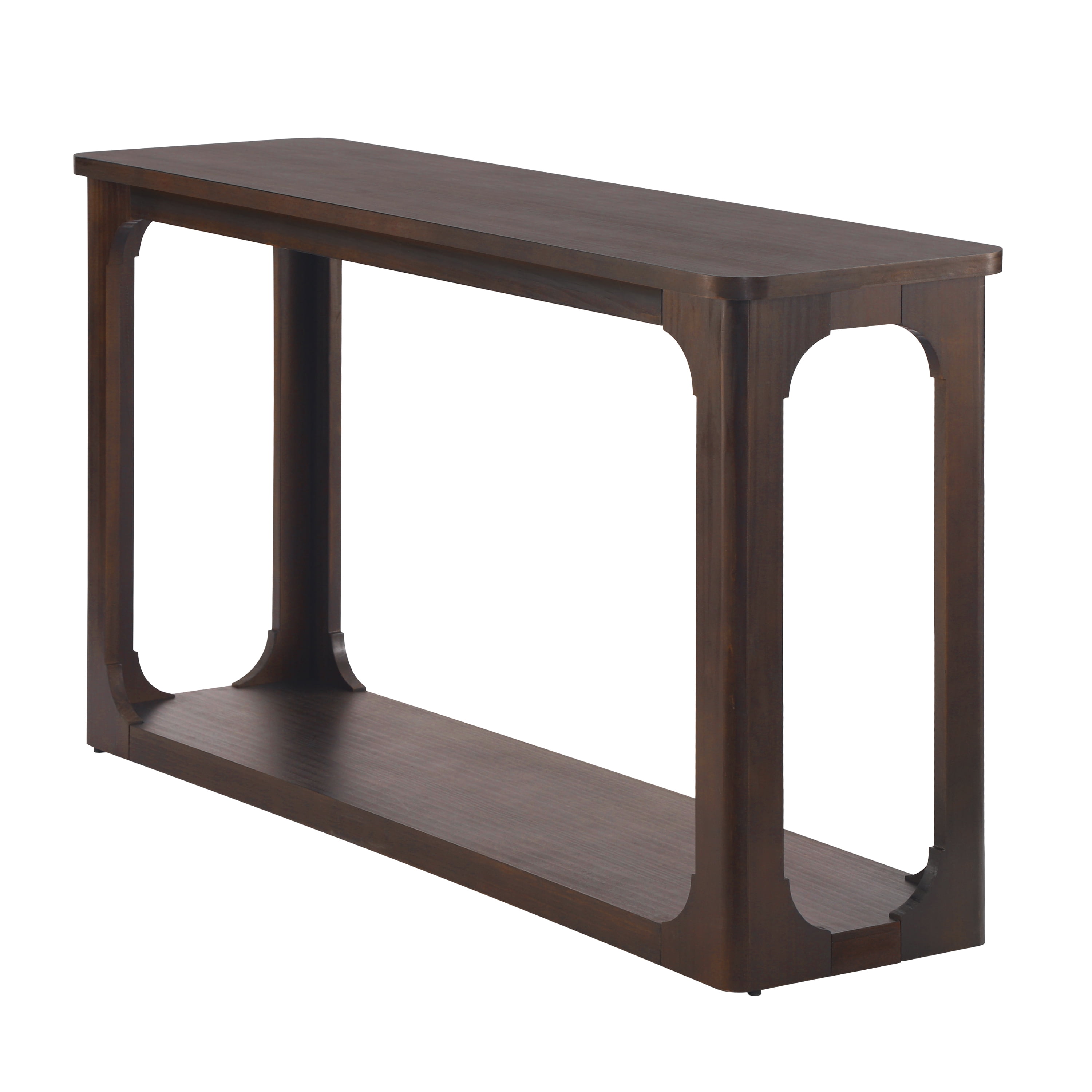 Euroco 55" Console Table, Solid Wood Entryway Sofa Table with Open Arch Cutouts & Bottom Shelf for Living Room Hallway,Espresso