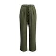 thumbnail image 5 of Miluxas Womens Spring Summer Solid Wide Leg Pants Pull on Stretchy Work Dress Pants High Waist Pleated Business Casual Trousers with Pockets Green, 5 of 5