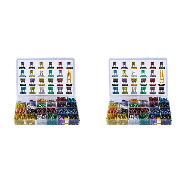 Kit Surtido de 600 Fusibles de Cuchilla para Automóvil, Fusibles Medianos y Pequeños para Automóvil, Camión, Motocicleta, Circuito Mixto con Caja