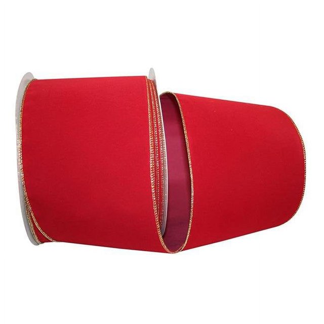 Reliant Ribbon 92270W-957-25K Value Velvet Wired Edge Ribbon - Scarlet & Gold - 6 in. x 50 yards