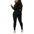 thumbnail image 2 of hirigin Women One Piece Bodycon Jumpsuit Solid Color Zipper Long Sleeve Pants Romper Clubwear Streetwear, 2 of 6