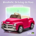 thumbnail image 3 of Xuanlur 12V 7AH Ride on Toys for Kids, Licensed Chevrolet 3100 Pickup Ride on Truck w/Parents Control, Electric Cars w/Storage Space, 3-Speeds, LED Lights, Music, Retro Style, Pink, 3 of 7