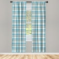 thumbnail image 3 of Ambesonne Checkered Curtains, Pastel Fresh Summer, Pair of 28"x63", Aqua Turquoise Pink, 3 of 5