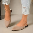 thumbnail image 2 of Khaki Women Casual One Strap Backless Pointed Toe Flat Shoes Low Cut Comfortable Slip On Cloth, 2 of 9