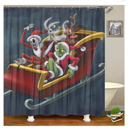 Christmas shower curtain The Grinch how to steal the Christmas shower curtain suit with hooking for home decoration festive winter gifts, fashion bathroom decoration