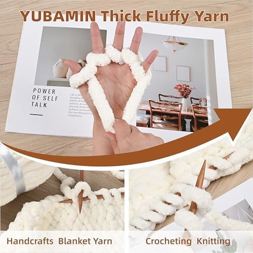 Chunky Yarn for Hand Knitting, 8 Packs Chunky Chenille Yarn for Crocheting, Bulky Thick Fluffy Yarns for Knitting, Super Bulky Blanket Yarns for Handcrafts 2045g (72oz) 245 Yards (224m)