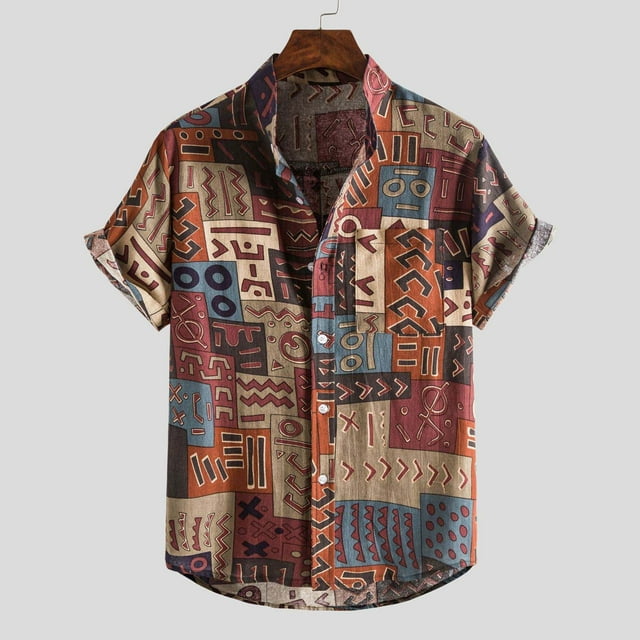 Chemise Hawaïenne pour Homme à Manches Courtes Imprimée, Boutonnée, Chemises d'Été de Plage