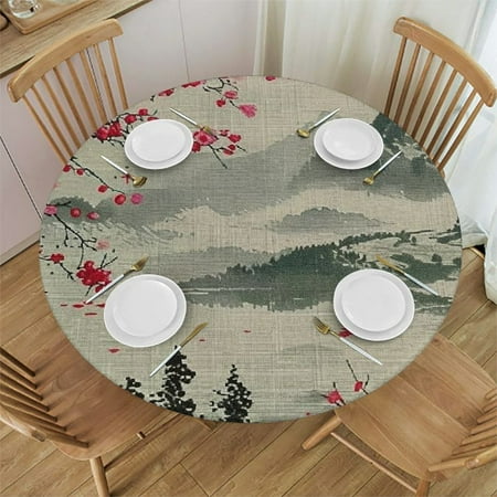 

BCIIG Flowers Round Table Cover Stain Resistant Washable Perfect for Indoor Outdoor Kitchen Dining Wedding Parties 100% Polyester Fiber Great for Home Kitchen Parties Holiday Dinner Waterproof 54 -58