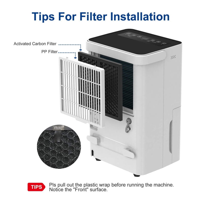 30 pt. 1,500 sq.ft. Portable Dehumidifier in White with Auto Defrost, Activated Carbon Filter, Timer, Automatic Shutoff
