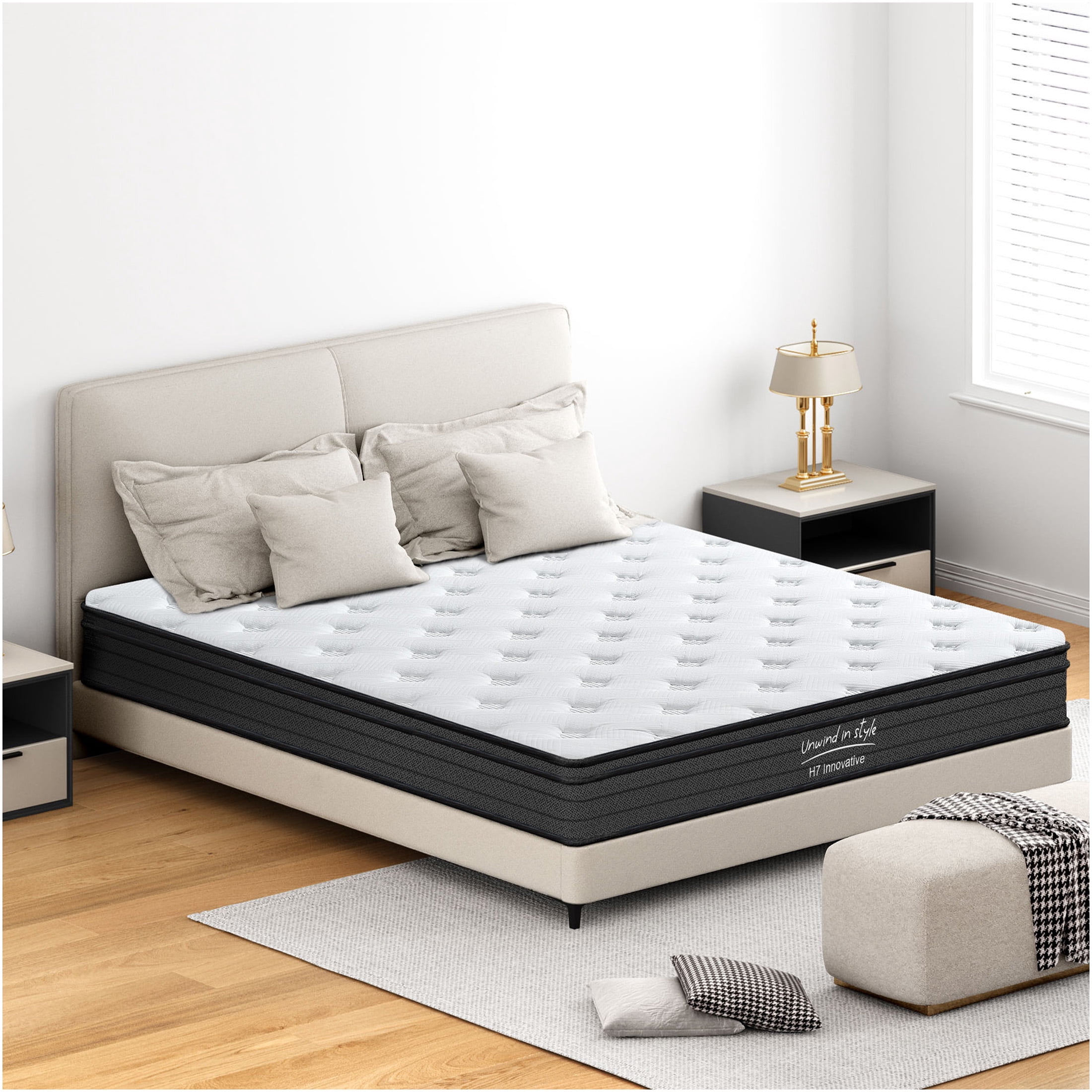 JERFIT 10 Inch King Hybrid Mattress, Medium Firm Feel, Gel Memory Foam Pocketed Innerspring for Support, Cooling, Pressure Relief, CertiPUR-US Certified, Bed-in-a-Box