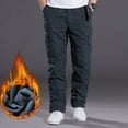 thumbnail image 2 of Wyobmus Men's Fleece Lined Cargo Pants Fashion Outdoor Thermal Solid Jogger Pants Stretch Waist Work Pant Gray, 2 of 9