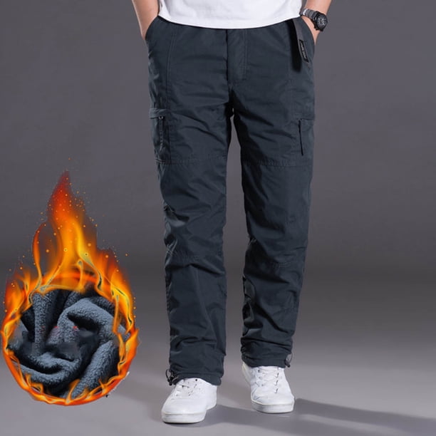 Pantalones largos de moda para hombre, casuales, de color sólido, con bolsillos y cremallera, cintura elástica, de poliéster.