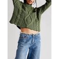 thumbnail image 4 of Women'S Oversized Fall Sweaters Casual Long Sleeve Crewneck Chunky Cable Knit Pullover Tops Winter Clothes Green L, 4 of 9