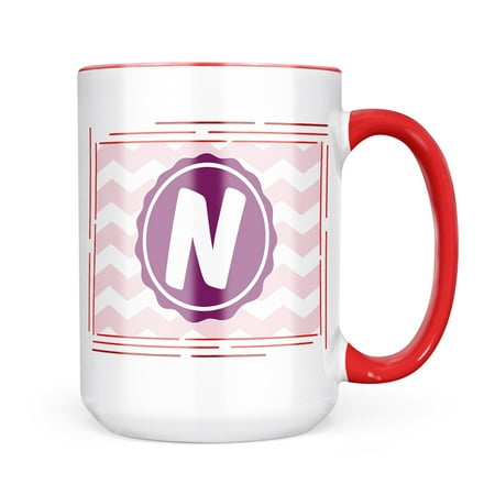 

Neonblond Monogram N Pink Purple Chevron Mug gift for Coffee Tea lovers