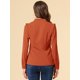 thumbnail image 5 of Elegante camisa abotonada cuello alto con escote en V recortado carrera primavera para mujer marrón S, 5 of 6