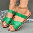 thumbnail image 6 of LOVZFMLL Flat Sandals for Women Summer Casual Cross Strap Slippers Open Toe Beach Comfort Walking Slides Outdoor Slip On Green 6.5, 6 of 9
