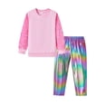 thumbnail image 4 of Toddler Girls 2 Piece Cute Outfits, Sequin Sleeve Crewneck Sweatshirt with Hip Hop Jogger Pants Kids Clothing Set for Spring Fall Winter 8-9 Years, Pink Sequin, 4 of 12