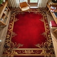Boho Red Chinese Area Rug, Gold Decorative Pattern Carpet, Washable Non ...