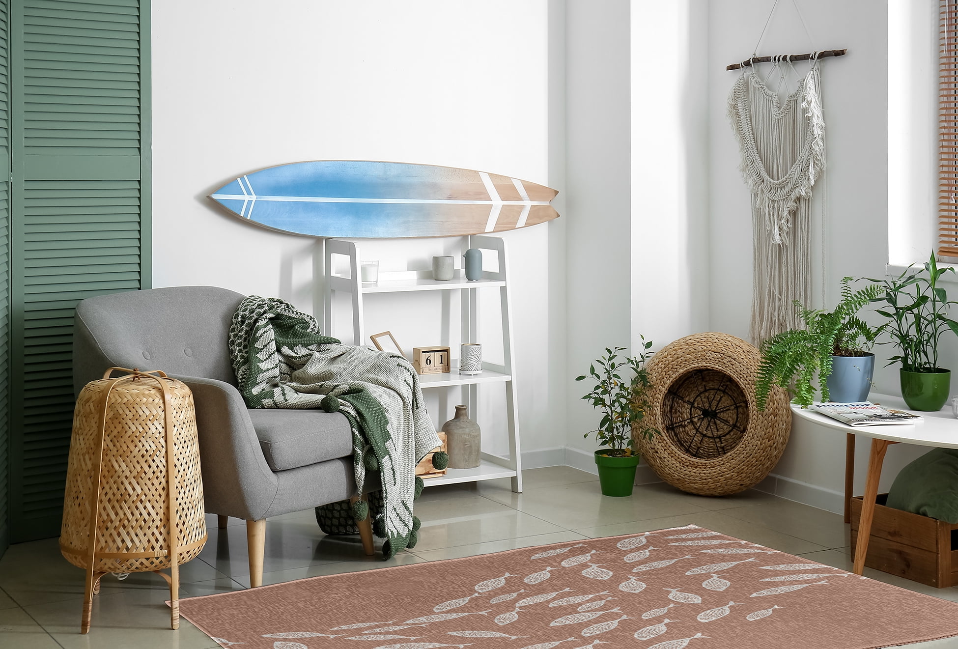 Simply Daisy 4' x 6' Escuela Nautical Chenille Rug, Mauve