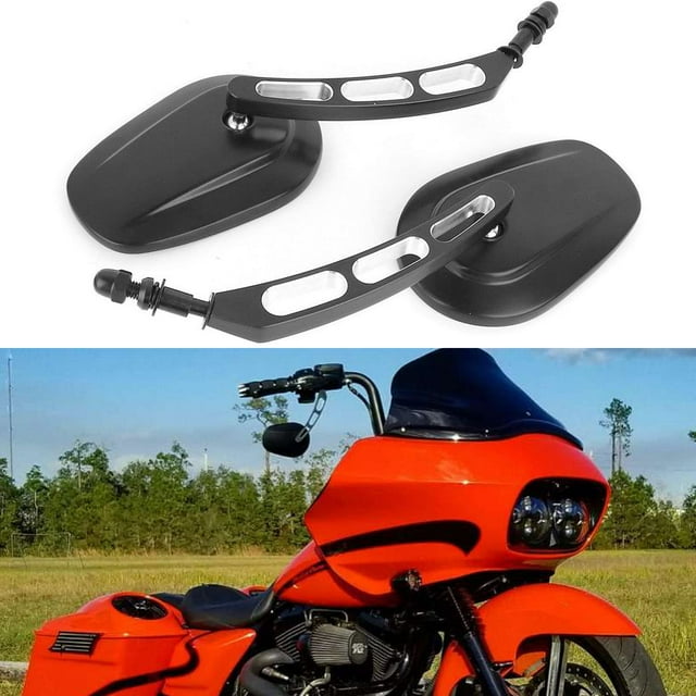 Espejo Retrovisor Lateral Negro De 8Mm Para Motocicleta, Estilo Hueco Para Harley Bobber Cruiser Custom Mt