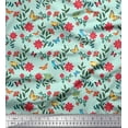 thumbnail image 1 of Soimoi Green Poly Georgette Fabric Insect,Bird & Floral Artistic Printed Craft Fabric by The Yard 52 Inch Wide, 1 of 1