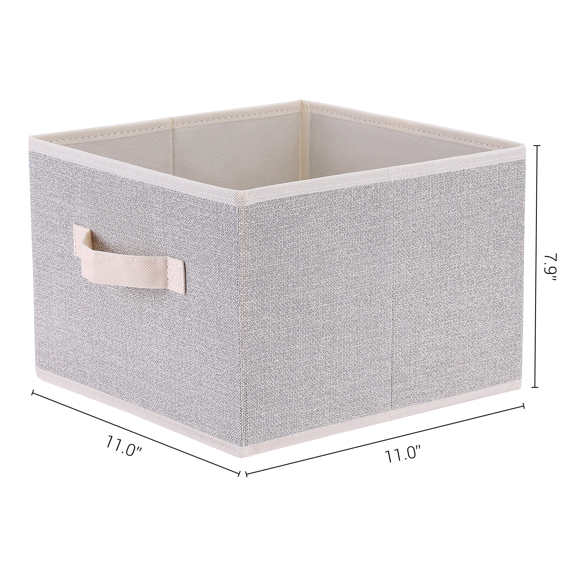 Unique Bargains Storage Cube Bin with Handles 1 Pack Collapsible Storage Basket Beige S