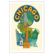 Chicago - Vintage Travel Poster by David Klein c.1955 - Fine Art Matte Paper Print (Unframed) 30x44in
