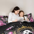 thumbnail image 5 of Homewish Bohemain Moth Queen Comforter Set,Spooky Gothic Skeleton Bedding Sets,Pink Flower Floral Bedding Comforter Set For Girls Teens,Ultra Soft Home Decor Reversible,3-Piece, 5 of 8