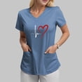 thumbnail image 4 of NIEWTR Solid Color V Neck Scrub Tops for Women Stretchy Pattern Print Uniform Tunics with Pockets(Blue,M), 4 of 4