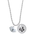 thumbnail image 1 of Delight Jewelry Silvertone Little Bird Initial - Y - Silvertone Script Initial Disc - U - Charm Necklace, 20"+3", 1 of 4