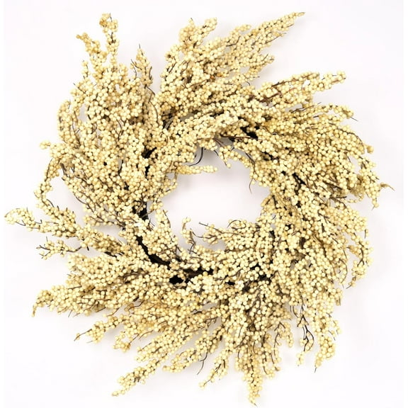 Fall Wreath, Artificial 24 inch White Berry Wreaths for Front Door Milk White Berry Wreath Christmas Wreaths for Farmhouse Festival Outdoor Party Holiday Home Decor