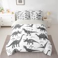 thumbnail image 2 of Homewish Wild Dinsaur 7pcs Bedding Comforter Set,Tropical Safari Animal Queen Bedding Sets,Gray White Queen Sheet Sets For Teens Boys,Super Cozy Room Decor Reversible, 2 of 8