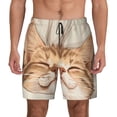 thumbnail image 3 of Uemuo Sleeping Cat In Blanket Pattern Mens Swim Trunks Quick Dry Board Shorts with Mesh Lining, Stretch Beach Shorts Quick Dry No-Chafing Board Shorts-, 3 of 9