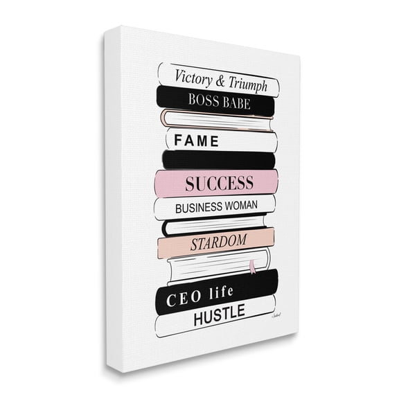 Stupell Industries Victory Triumph Boss Babe Motivational Bookstack,16 x 20,Designed by Martina Pavlova