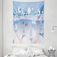 thumbnail image 1 of Cartoon Tapestry, Sweet Nursery Winter Scene at Woodland with Wild Animals Owl Fox and Bunnies, Wall Hanging for Bedroom Living Room Dorm Decor, 60W X 80L Inches, Multicolor, by Ambesonne, 1 of 2
