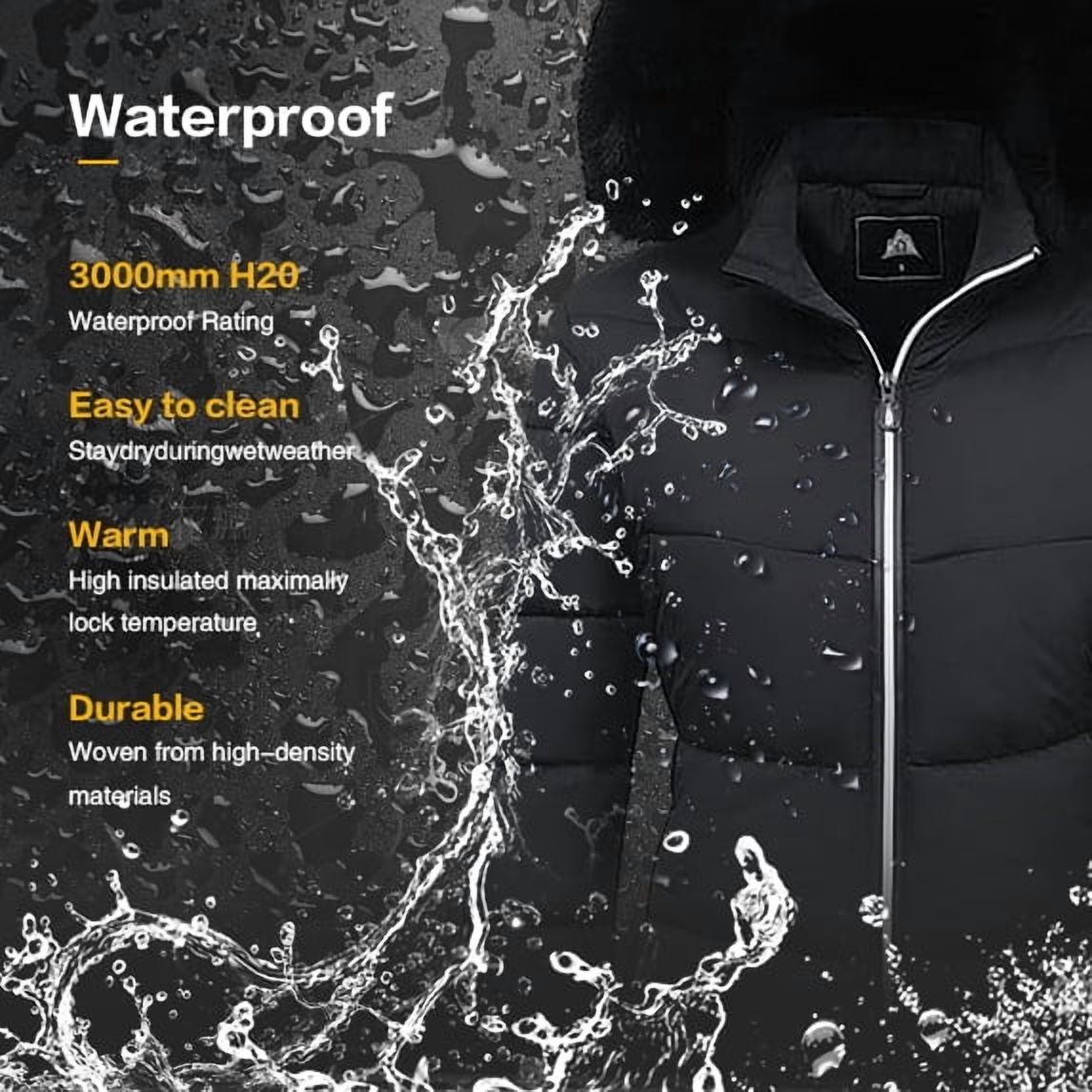 Women's Winter Down Coats Waterproof Thicken Hooded Insulated Quilted Puffer Jacket, Black XL