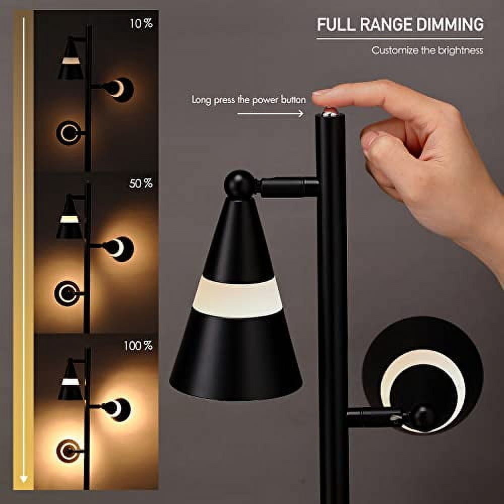 O’Bright Ash - 3-Light LED Tree Floor Lamp, Dimmable 3-Head LED, Multidirectional Standing lamp, Adjustable Multi-Shade, Swivel Cone Floor Lamp for Living Room, Bedroom, Antique Brass