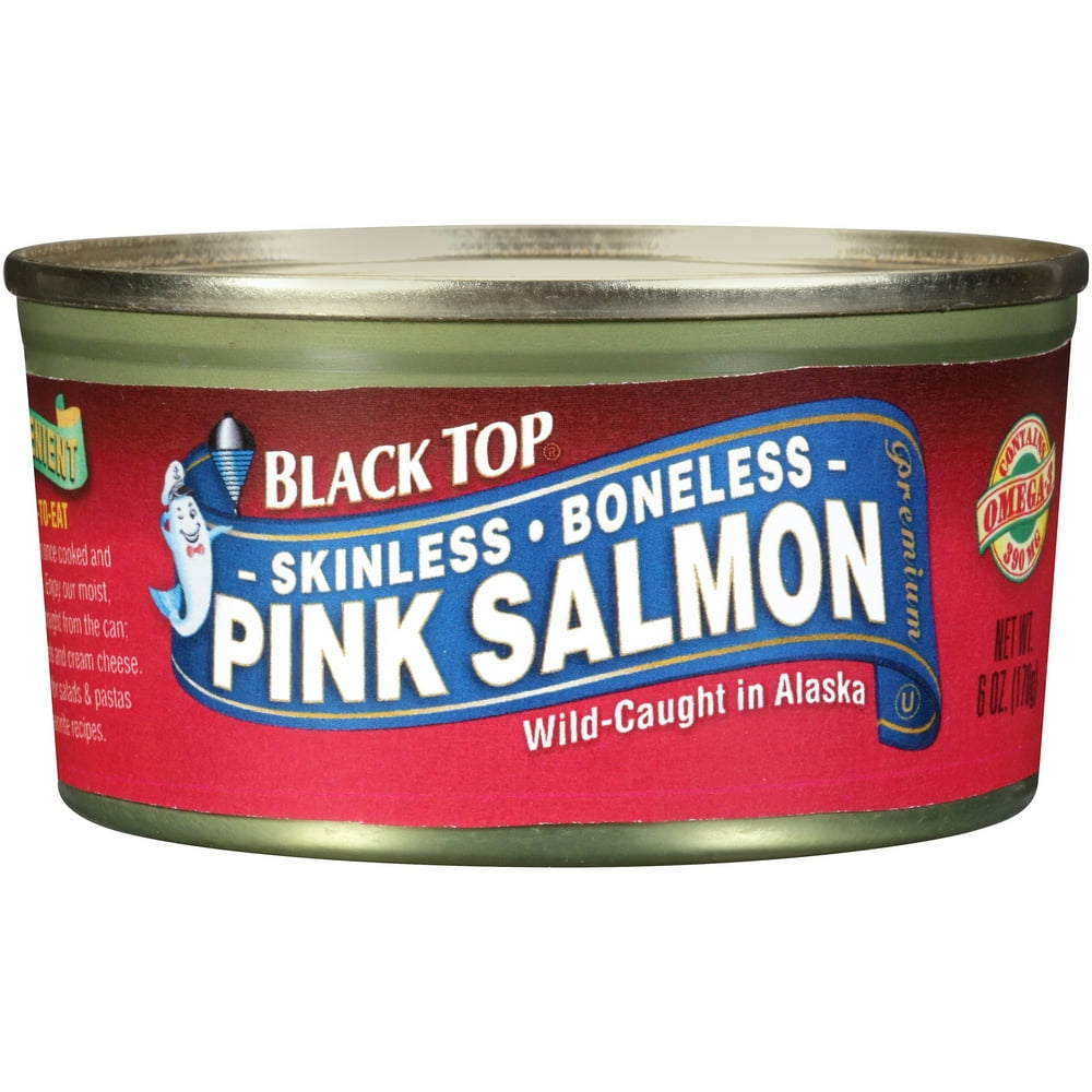 Black Top Skinless Boneless Pink Salmon, 6 oz Can