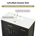 thumbnail image 4 of 36" Bathroom Vanity with Ceramic Sink, Solid Wood Bathroom Vanity Cabinet with 2 Doors and 3 Drawers, Freestanding Vanity Cabinet with Metal Handle, Black, 4 of 9