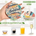 thumbnail image 2 of Yayeee 6 PCS Drink Coasters with Holder Set Woven Absorbent Round Tabletop Hot Pad, Yellow Sardines Pattern, 2 of 7