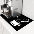 thumbnail image 4 of WIRESTER Coffee Mat - Coffee Bar Mat for Countertops Absorbent Hide Stain Rubber Backed Dish Drying Mat for Kitchen Counter - Playful Tuxedo Cat With Coffee, 4 of 7