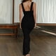 thumbnail image 4 of Vestido Amoldeado Al Cuerpo Vestido ajustado para mujer Ahueca hacia fuera el vestido largo de verano Traje de vacaciones (Negro S) Cgtredaw Para estrenar, 4 of 6