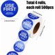 thumbnail image 2 of 2000 unidades, 4 rollos, pegatinas de puntos azules de 1,5 pulgadas para control de inventario, contenedores y seguridad alimentaria., 2 of 7