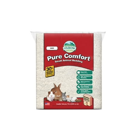 Oxbow Animal Health FEV6 Pure Comfort Bedding  Rabbit  Hamster  & Guinea Pig Bedding  Bunny Supplies for Litter Box  Pet Safe  99.9% Dust-Free  White Paper  72 Liter Bag