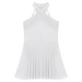 thumbnail image 5 of CHICTRY Lyrical Dance Dress for Girls Halter Rhinestone Tank Leotard Tulle Skirts Ballet Dancewear White 14, 5 of 7