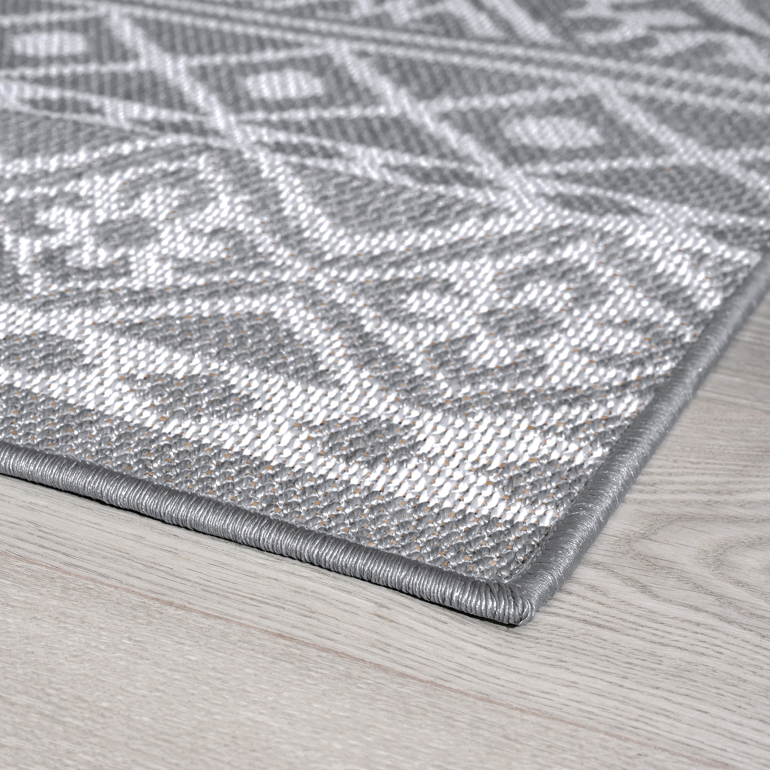 2x8 Water Resistant, Indoor Outdoor Runner Rugs for Patios, Hallway, Entryway, Deck, Porch, Balcony or Kitchen | Outside Area Rug for Patio | Gray, Tribal | Size: 2'2'' x 7'3''