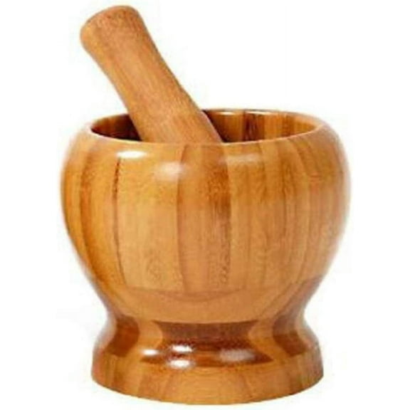 Namzi Bamboo Mortar and Pestle Hand Grinder For Garlic Press,4.1 Inch Coffee Grinder,Herb Spice Masher,Ginger Crusher,Spice Grinding Natural Wood