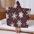 thumbnail image 5 of Red and Black Checkered Christmas Snowflake Pattern Hooded Bath Towel，50"x30" for Ages 3 To 12 Kids, Quick Dry Lightweight Soft Microfiber Hood Beach Towel Cover Up for Kids, 5 of 7