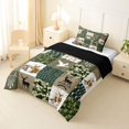 thumbnail image 2 of Manfei Cute Bear Patch Twin Comforter Sets,Abstract Geometric Plaid Bedding Set,Green,Black Reversible,2 Pieces,1 Comforter and 1 Pillowcase, 2 of 7