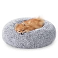 thumbnail image 1 of Cama para perros Feandrea Cama con forma de rosquilla felpa suave gris, 1 of 9